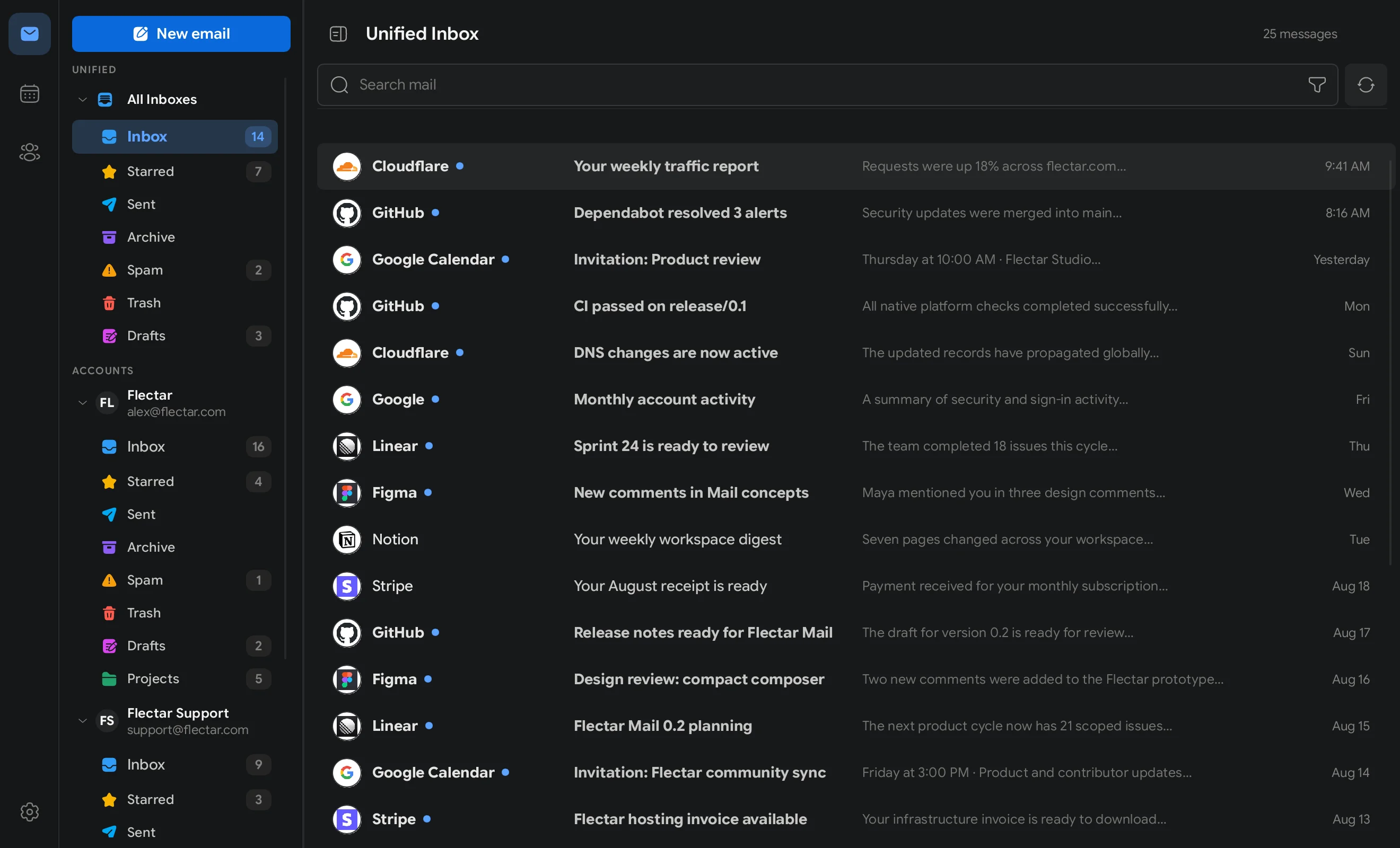 Flectar Mail minimal layout preview